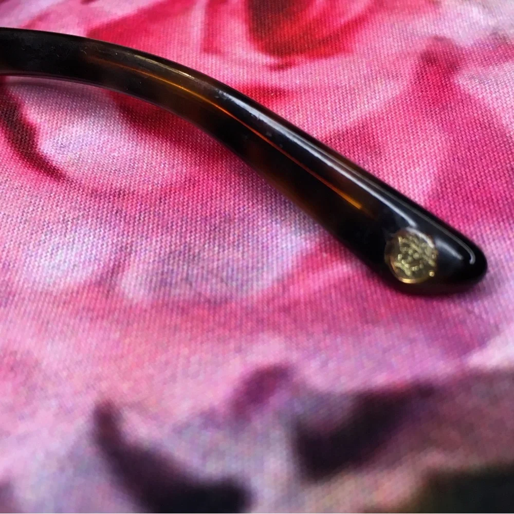 Versace orange & black tortoise frames glasses  Silver medusa face logo corners
